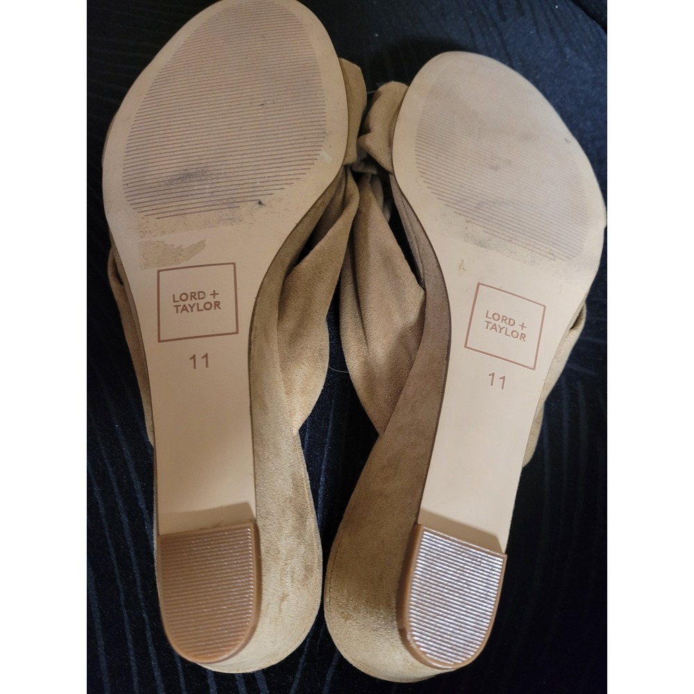 Lord Taylor Womens Tan Suede Like Knot Wedge Sexy Slide Shoes Sz 11 NWOT - Picture 4 of 5